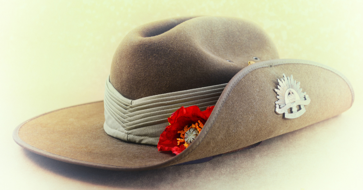 ANZAC Day Pilgrimage, Australian Army Slouch Hat with Poppy