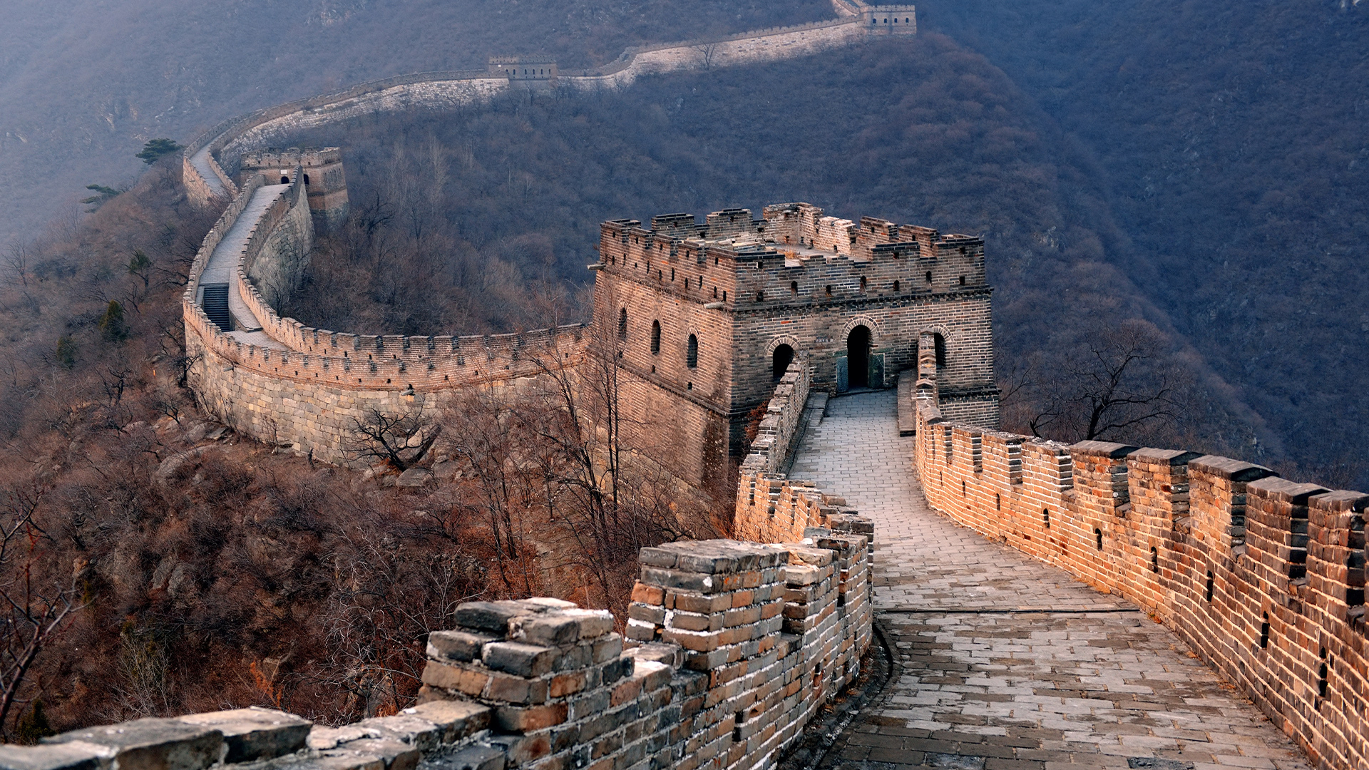 Destinations: Great Wall Sunset Over Mountains, Beijing, China, Asia