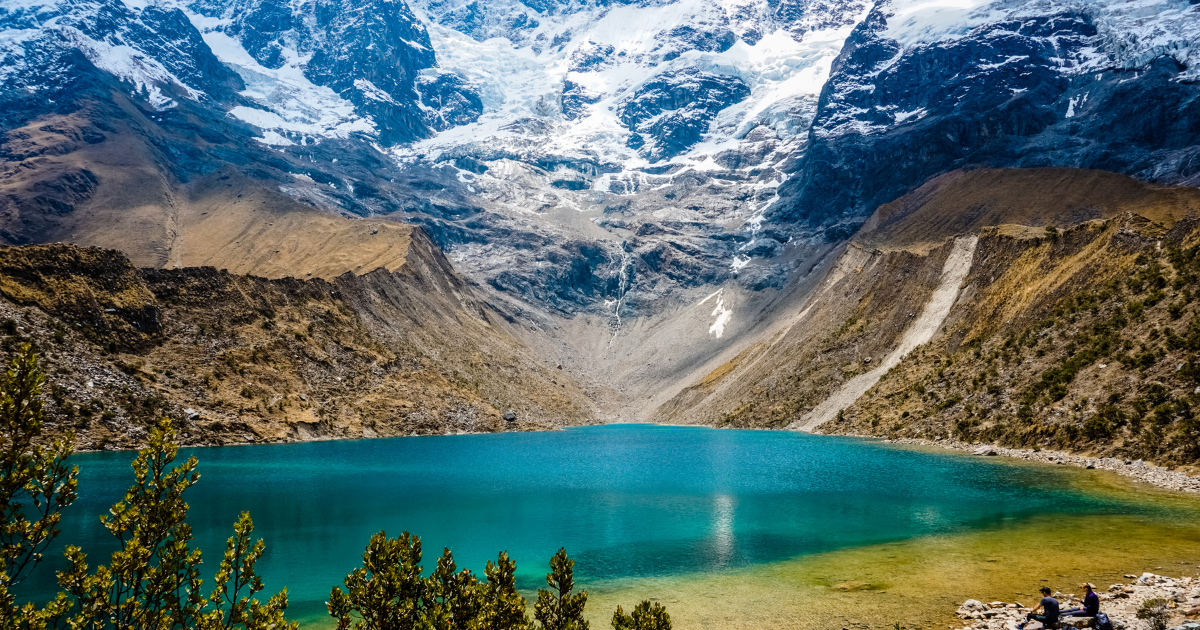 Humantay Lake in the foreground with the Andes Mountains in the background, Cusco, Peru