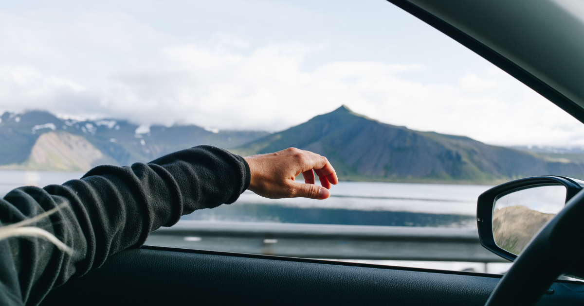 Iceland road trip with mountains in the background