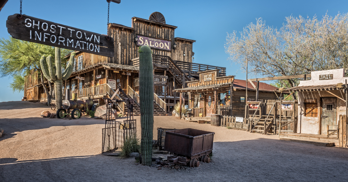 Old saloon, gallery and jail in Goldfield Ghost town.