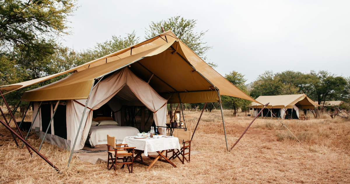 Large tent, part of a safari camp in Africa