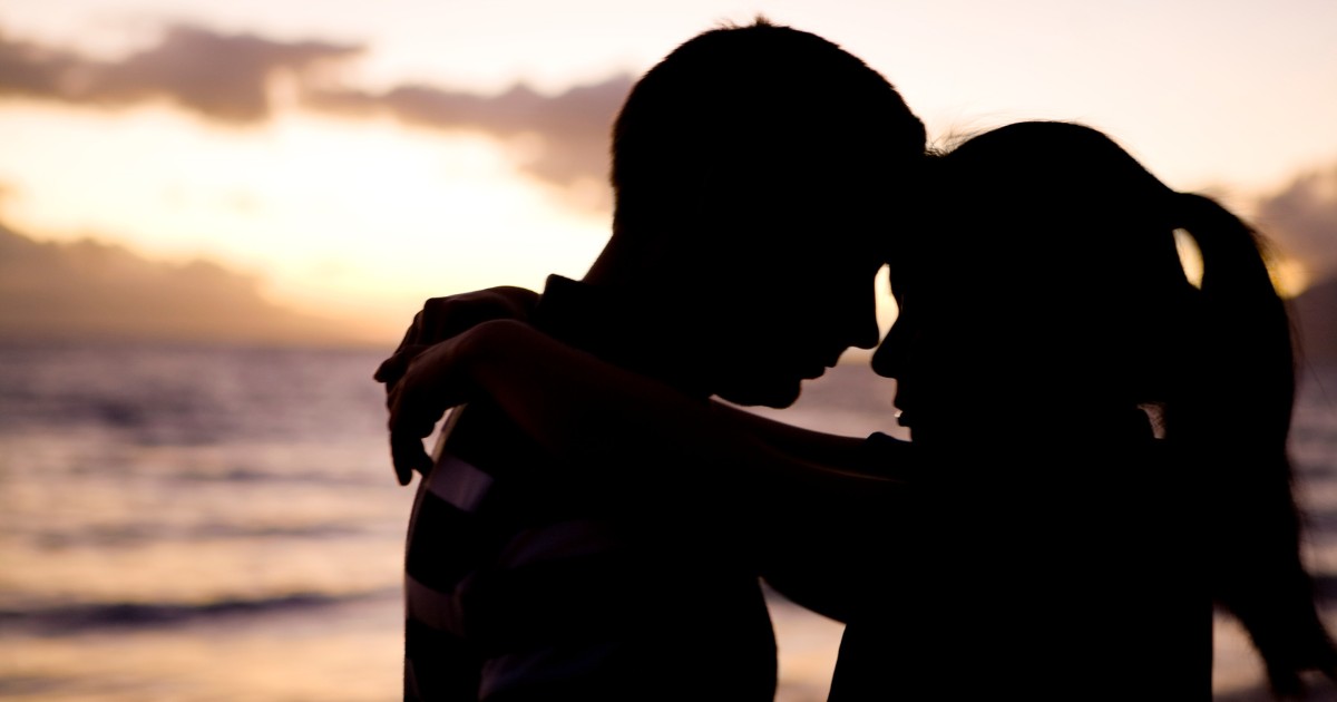 Silhouette of a couple on beach